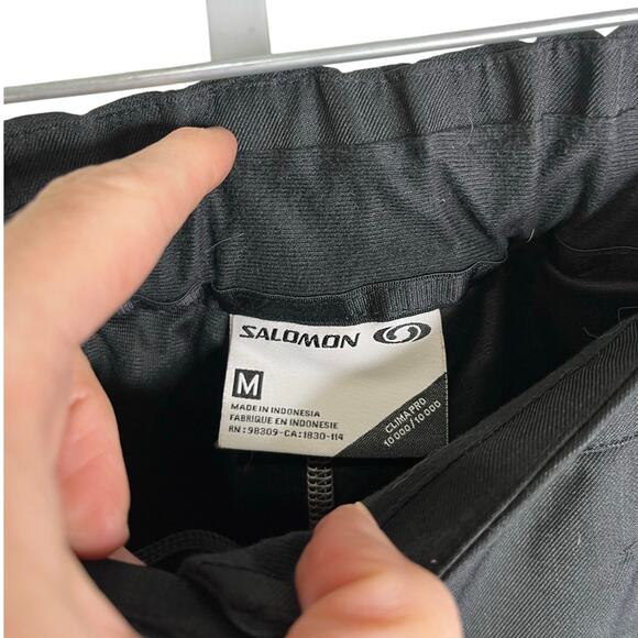 Salomon Ski Pants Mens Medium Black Cargo Zip Pockets Clima Pro Adjustable Waist - Picture 9 of 11